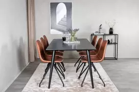 Venture Design Valgomasis stalas ir kėdė, Dipp ir Polar, 180x90 cm ir 54x88x44 cm, Juoda ir Ruda
