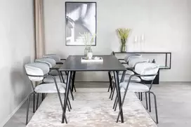 Venture Design Valgomojo stalas ir rankšluostė su atlenkiamomis rankenėlėmis, Dipp ir Arrow, 180x90 cm ir 61x79x58 cm, Juoda ir Pilka