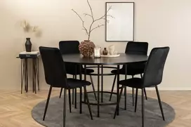 Venture Design Valgomasis stalas, Kopenhaga, 140x74 cm, Juodas / Valgomasis kėdė, Windu Lyx, 49x94x43 cm, Juoda