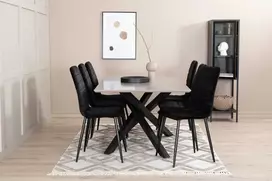 Venture Design Valgomasis stalas, Piazza, 190x90 cm, Pilka + Valgomasis kėdė, Windu Lyx, 49x43 cm, Juoda