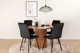 Venture Design Valgomasis stalas, Bianca apvalus, ⌀110 cm, Riešutas/Juoda, Valgomasis kėdė, Windu Lyx, 49x94x43 cm, Juoda
