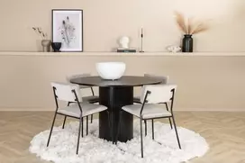 Venture Design Valgomasis stalas, Bianca, ⌀110 cm, Juodas, Kėdė, Kenth, 52x76x40 cm, Šviesiai pilka