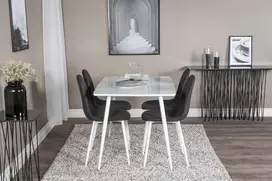 Venture Design Valgomasis stalas ir kėdė, Polar, 75x120x80 cm, Juoda ir Balta