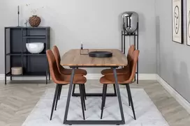 Venture Design Valgomojo stalas, Inka, 160x85 cm, ąžuolas, Valgomasis kėdė, Polaris, 87x44 cm, ruda