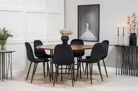 Venture Design Valgomasis stalas, Kopenhaga, ⌀140 cm, Ruda / Valgomasis kėdė, Poliaras, 53.3x88x42.5 cm, Juoda