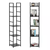 Modernhome Moderni medinė lentyna, metaliniu rėmu LOFT, juoda