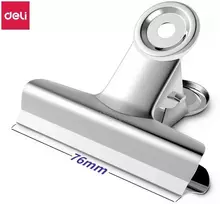 Metaliniai spaustukai DELI 76mm sidabrinės spalvos, 6vnt/pak