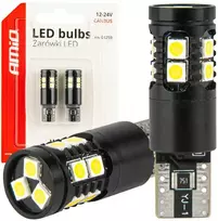 LED lemputės Canbus T10 W5W 13SMD 3030 baltos 12V 24V amio-04259