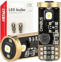 LED lemputės Canbus T10 W5W 3SMD 3838 baltos 12V 24V amio-04246