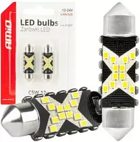 Żarówki led canbus festoon c5w 12smd 2016 39mm baltas 12v 24v amio-04237