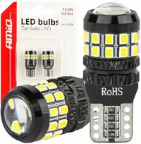 LED lemputės canbus t10 w5w 27smd 2016 baltas 12v 24v amio-04258
