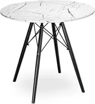 Poland Apskritas stalas PARIS Juodas DTW 80 cm balto marmuro