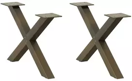 Kavos staliuko kojelės, X formos, 2 vnt., natūralus plienas, 50x(30-31) cm, plienas