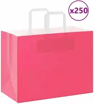 Popieriniai maišeliai 250vnt. su rankenomis, rožinis 32x17x25cm