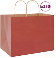 Popieriniai maišeliai 250vnt. su rankenomis raudonos 32x22x24cm