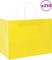 Popieriniai maišeliai 250vnt. su rankenomis geltonos 32x17x25cm