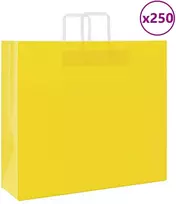 Popieriniai maišeliai 250vnt. su rankenomis geltonos 54x15x49cm