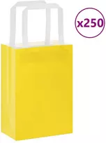 Popieriniai maišeliai 250vnt. su rankenomis geltonos 15x8x21 cm