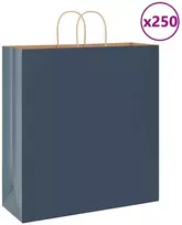 Popieriniai maišeliai 250vnt. su rankenomis, mėlynas 45x17x48cm