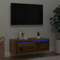TV staliukas Televizoriaus spintelė su LED, medienos, 75x35,5x25 cm