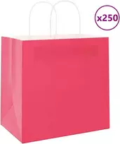 Popieriniai maišeliai 250vnt. su rankenomis, rožinis 54x15x49cm