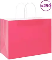 Popieriniai maišeliai 250vnt. su rankenomis, rožinis 32x17x25cm