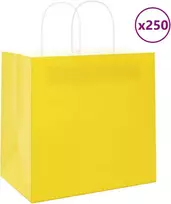 Popieriniai maišeliai 250vnt. su rankenomis geltonos 26x17x25cm