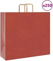 Popieriniai maišeliai 250vnt. su rankenomis raudonos 54x15x49cm