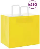 Popieriniai maišeliai 250vnt. su rankenomis geltonos 32x22x28cm