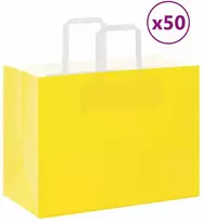 Popieriniai maišeliai 50vnt. su rankenomis, geltonos 32x17x25cm