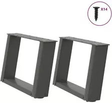 Kavos staliuko kojelės, 2 vnt., antracito spalvos, 40x(30-31) cm, plienas, U formos