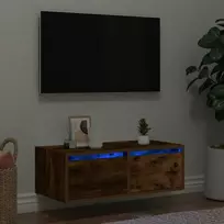 TV staliukas Televizoriaus spintelė su LED, dūminio ąžuolo, 75x35,5x25 cm