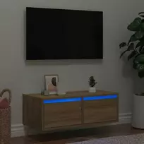 TV staliukas Televizoriaus spintelė su LED apšvietimu, ąžuolo, 75x35,5x25 cm