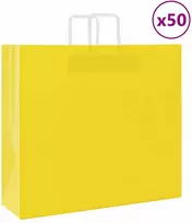 Popieriniai maišeliai 50vnt. su rankenomis, geltonos 54x15x49cm