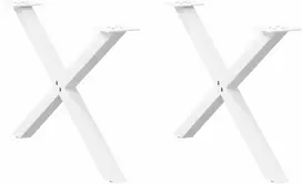 Kavos staliuko kojelės, 2 vnt., baltos, 70x(42-43) cm, plienas, X formos