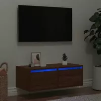 TV staliukas Televizoriaus spintelė su LED, ruda ąžuolo, 75x35,5x25 cm