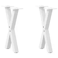 Kavos staliuko kojelės, X formos, 2 vnt., baltos, 28x(42-43) cm, plienas
