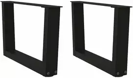 Kavos staliuko kojelės, V formos, 2 vnt., juodos, 60x(30-31,3) cm, plienas