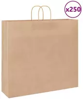 Popieriniai maišeliai 250vnt., su rankenomis, rudos, 54x15x49cm