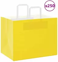 Popieriniai maišeliai 250vnt. su rankenomis geltonos 32x22x24cm
