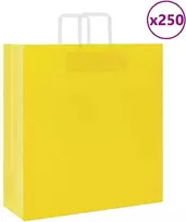 Popieriniai maišeliai 250vnt. su rankenomis geltonos 45x17x48cm