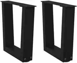 Kavos staliuko kojelės, V formos, 2 vnt., juodos, 40x(30-31,3) cm, plienas