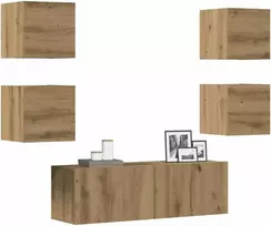 TV staliukas 5 dalių sieninis televizoriaus spintelės komplektas Artisan Oak