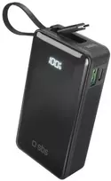 Nešiojamoji baterija SBS 10000 mAh 20W su integruotu USB-C laidu ir skaitmeniniu ekranu - juodas