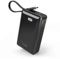 Nešiojamoji baterija SBS 20000 mAh 20W su integruotu USB-C laidu ir skaitmeniniu ekranu - juodas