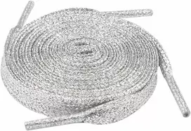 RAINBOW Metalizuoti platūs batraiščiai 12 mm 80 cm, spalva sidabro