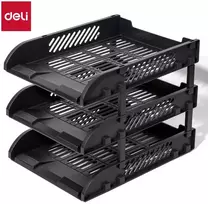 Dokumentų lentynėlė DELI, horizontali, 3 stalčių, juodos spalvos