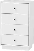 HOMCOM Komoda Komoda su 4 stalčiais Spintelė pagaminta iš medžio medžiagos Modernaus stiliaus spintelė Stalčių spintelė Komoda gyvenamajam kambariui Miegamasis Prieškambaris 47 x 29 x 75 cm Balta