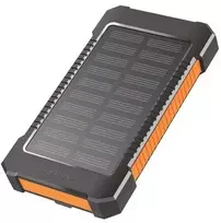 LogiLink Saulės energija varomas išorinis akumuliatorius 6000 mAh, blykstė, 2x USB-A, 1x USB-C, juodai oranžinis
