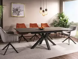 Signal Meble Valgomojo komplektas - Stalas COLUMBUS CERAMIC+ Kėdės AZALIA VELVET